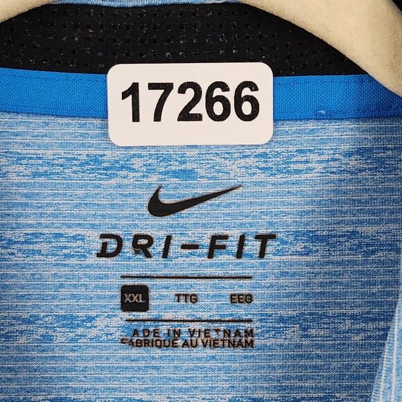 Nike Shirt Mens 2XL Blue Striped Golf Performance Swoosh Dri FIT Polo Classic - Picture 6 of 10